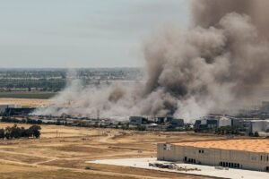 Unhealthy air quality in California city as huge warehouse fire burns for 3rd day